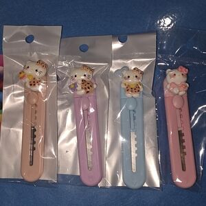 Hello Kitty Pink, Purple, Yellow And Blue Utility Knives